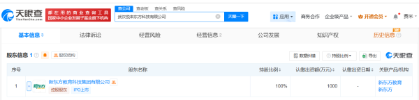 配资实盘网上配资炒股 新东方在武汉成立科技公司