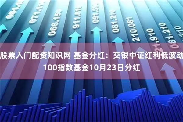 股票入门配资知识网 基金分红：交银中证红利低波动100指数基金10月23日分红